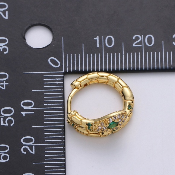 18K Gold Filled Snake Hoop Earrings - Picture 5 of 5